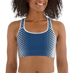 FIERCEPULSE Optic Illusion Sports Bra NWOT Size M. Blue/White. Pants avail